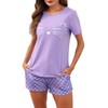 Reliwel Women's Short Cotton Shorty Pyjamas Women's Cats Short Sleeve