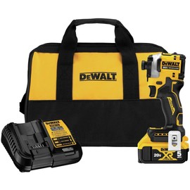 Dewalt DCF850P1R 20V MAX ATOMIC Brushless 3-Speed Lithium-Ion 1/4 in. Cordless Impact Driver Kit (5 Ah) (Renewed)