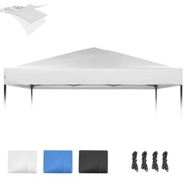 10×10 Canopy Replacement Top, Pop Up Canopy Replacement Tent Cover for Straight Leg Frame, Waterproof Canopy Top Cover for Garden Patio Camping (Top Only)(Silver White)