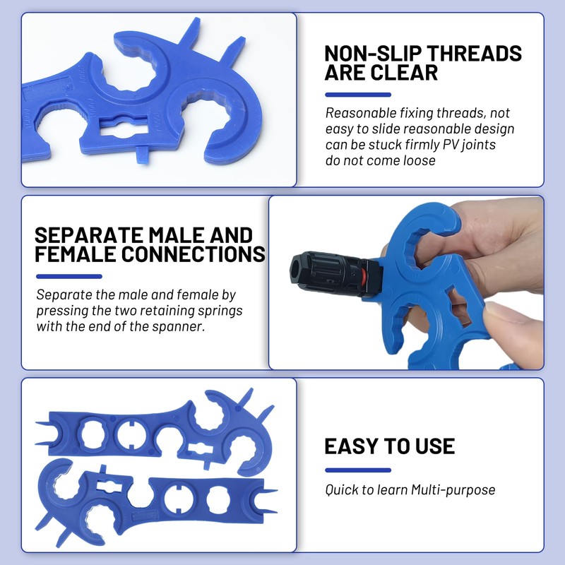 1 Pair Solar Wrench, 8-in-1 Solar Disconnect Wrench for All