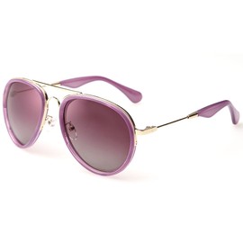 [10303+U] Polarized Sunglasses U04 (Semi Hard Case Included) Teardrop UV Protection Ultraviolet Cells Metal Combi Purple Half