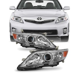 AKKON - For 2010-2011 Toyota Camry LE/XLE Models Chrome Headlights Front Lamps Direct Replacement