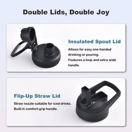 mininoo 24 oz Insulated Water Bottle with Straw, Stainless Steel Double Wall Vacuum Thermos with Straw Lid & Chug Lid, Leak Proof, BPA Free, Keep Cold for 24H & Hot for 12H(Purple)