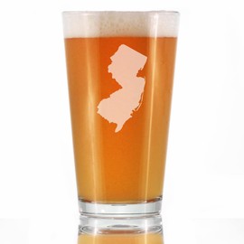 New Jersey State Outline Pint Glass for Beer - State Themed Drinking Decor and Gifts for New Jerseyan Women & Men - 16 Oz Glasses