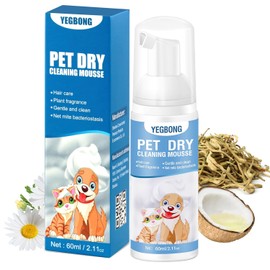 Pets Shampoo Espuma para Baño en Seco, Shampoo para Perro con Ingredientes Naturales 60ml, Shampoo en seco hipoalergénico para Gato, Pet No-Rinse Waterless Shampoo