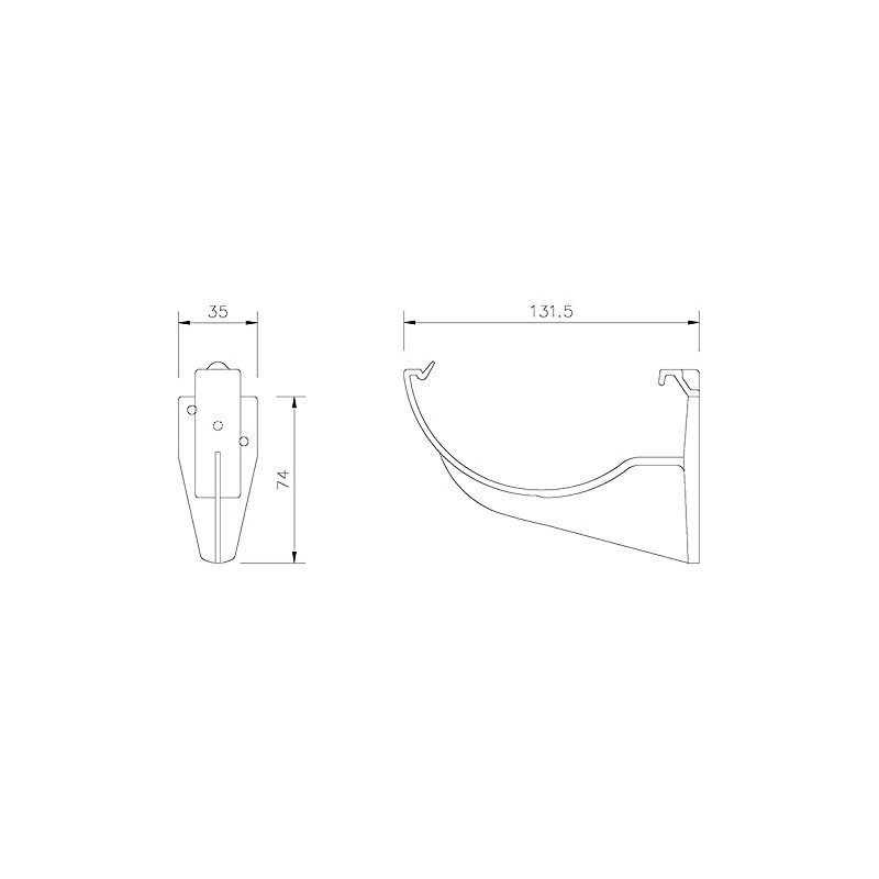 FLOPLAST 112mm Half Round Fascia Gutter Bracket - Black