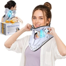 Dispositivo de tracción de cuello, ajustable con soporte de 360 grados, soporte ergonómico para el cuello para uso en la oficina en casa, ligero y por