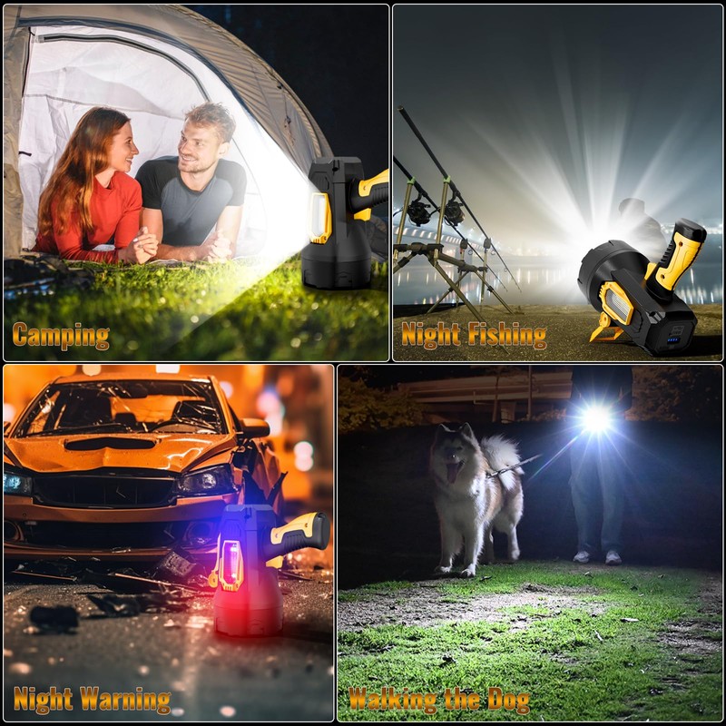 Rechargeable Spotlight, 99000 Lumens Super Bright Led Spotlights Flashlight with