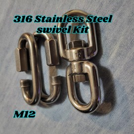 Unbranded T316 Stainless Steel swivel and quick link kit. 1 swivel 2 quick links m12