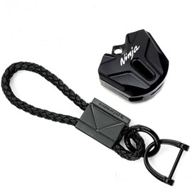 ZEXDDI Fit For Kawasaki Ninja 650 2024 2025 Ninja 500 SE Ninja 400 Ninja 1000SX ZX-10R ZX6R ZX4RR ZX4R CNC Motorcycle Key Cover Case Keyring Key Chain Holder (Black)