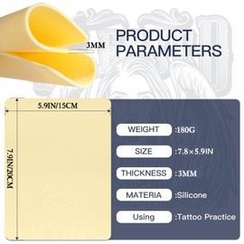 OTBK Blank Tattoo Practice Skin, 10 sheets of 8x6 inch practice skin for beginners and experienced artists use tattoo skin practice (12x8 Inch 3mm, Count, 10)