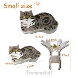 Framendino, 6 Pack Cat Hair Claw Clips Hairpins Cute Small Animal Shaped Hair Clip for Birthday