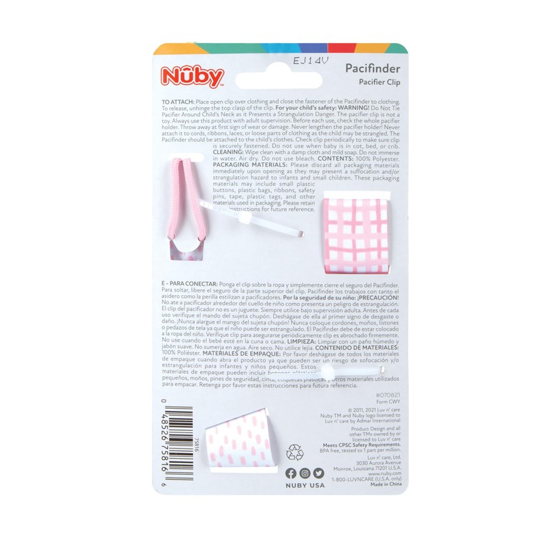 Nuby Infant's 2-Pack Pacifinder Pacifier Clips, Colors May Vary