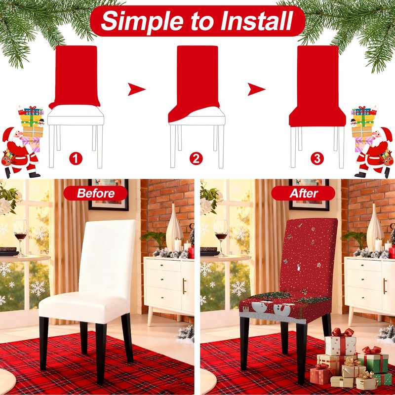 FOREVER QUEEN Red & White Classic Chair Covers 6 Pcs
