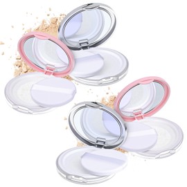 Ptwola 4Pcs Loose Powder Container with Puff 0.11 oz/3g Refillable Makeup Powder Container Portable Empty Loose Powders Travel Containers Cream Compact Case for Cosmetic Foundation Accessories