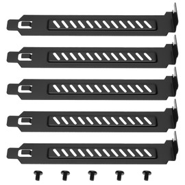 Micro Traders 5pcs Alloy Steel PCI Slot Cover Bracket Full Profile Expansion Slot Cover Plate Black with Screws for PC Case Airflow and Dustproof, 120x20x12mm