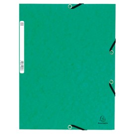 Exacompta 55303E Pack of 10 Portfolders Made of Extra Strong Colorspan Cardboard DIN A4 with 3 Flaps and Elastic Bands Green Document Folder Ideal for Office and School