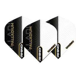 WINMAU Rhino Palladium Black and White Extra Thick Dart Flights - 1 Set Per Pack (Total 3 Flights)