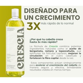Crescia Shampoo Natural 990 ml – Fórmula Botánica para Fortalecer el Cabello y Estimular su Crecimiento – Sin Sulfatos ni Parabenos – Con Aceites de B