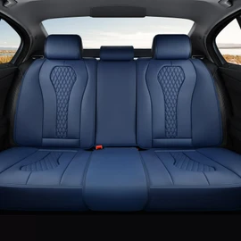 Coverado Car Seat Covers, Rear Car Seat Cover, Blue Leather Seat Cover, 3-Pieces Car Seat Cushion, Luxury Seat Cover Seat Protector Universal Fit Most Cars