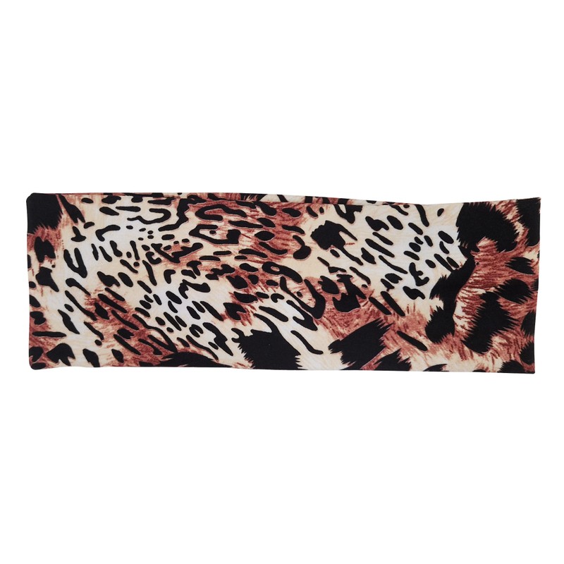 Leopard Headband Animal Print Hair Tie Brown Elasticated Sweatband Stretch