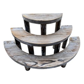 Samrira Cologne Organizer for Men Display Risers - 3 Tier Wooden Perfume Stand Shelf Cupcake Holder Half Moon Tiered Dessert Stand 17" x 7.8" x 7"