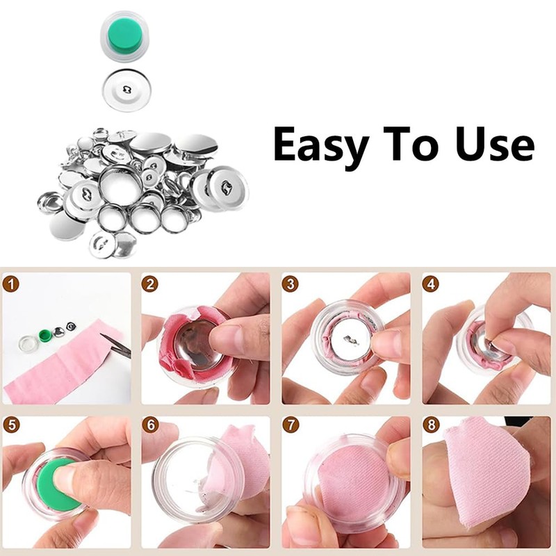 20 Set Cover Buttons Set, Cloth Bag, Round Button Base,