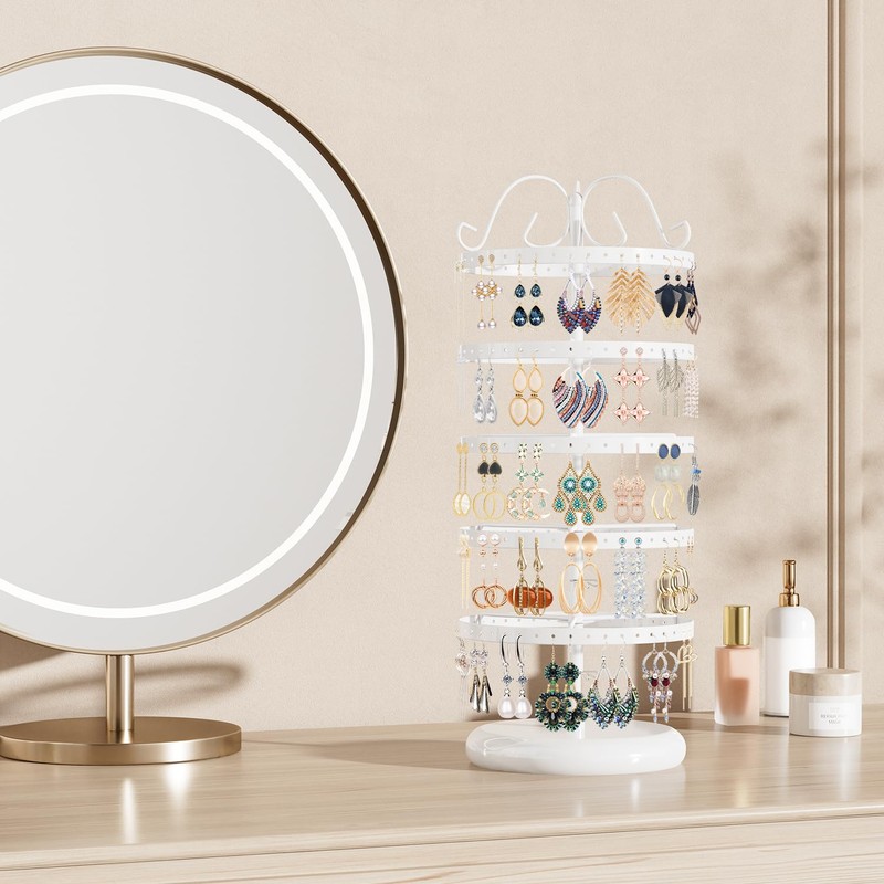 LASZOLA 5 Tier White Earring Holder Organizer Tree Women Display