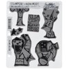 Stampers Anonymous Tim Holtz Cling Rubber Stamp Set, 7 by