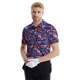Funny Golf Shirts for Men Funny Patriotic Golf Shirt Crazy Golf Polo Shirt USA Fourth of July Golf Shirts for Men Hawaiian Polo Shirts American Flag