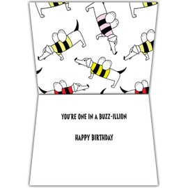 Glory To Dog Happy Bee Day You're One in a Buzz-illion Happy Birthday Card with Greeting Card Mailing Envelope