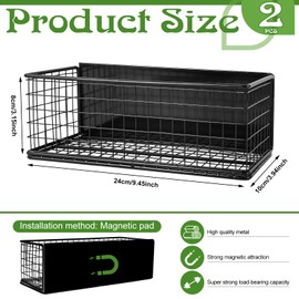 ONESIXEC 2 Pack Magnetic Basket for Fridge Magnetic Fridge Shelf Versatile Metal Organizer Storage Bin Moveable Strong Magnetic Spice Rack Organizer for Home Kitchen Office Refrigerator Holds