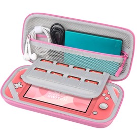 BOVKE Hard Case for Blaze Evercade EXP/Blaze Evercade Premium Handheld, Extra Mesh Bag for Evercade EXP Console Charging Cable, Cartridges and Other Accessories, Pink