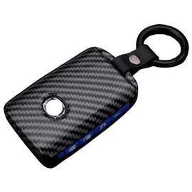 Key Fob Cover Case Fit for 2019-2021 Mazda 3, Mazda 3 Hatchback, Mazda CX4 CX5 CX8 CX9 CX-30, Mazda 6 WAZSKE11D01 Keyless Entry Remote Case Holder ABS Carbon Fiber Pattern (Blue)
