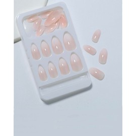 StarzeniYi Almond Press on Nails, Press on Nails Medium, Reusable Artificial Fake Nails, Full Cover False Nails for Women (Gradient Pink）