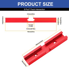 SeekLiny 8PCS T-Track Intersection for Woodworking with Screws,Double-Cut Jig Profile Universal T-Tracks Red