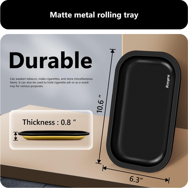 roygra Rolling Tray, Large Metal Tray, Cigarette Pre Roll Smoking
