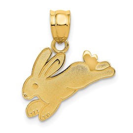Saris and Things 14k Yellow Gold Solid Rabbit Charm Pendant