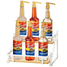 JforSJizT Coffee Syrup Rack Organizer,6 Bottles Syrups Holder Stand for Coffees Bar,2-Tier Syrup Storage Shelves for Coffee Station,Kitchen Spice Rack Wine Rack for Wine Dressing