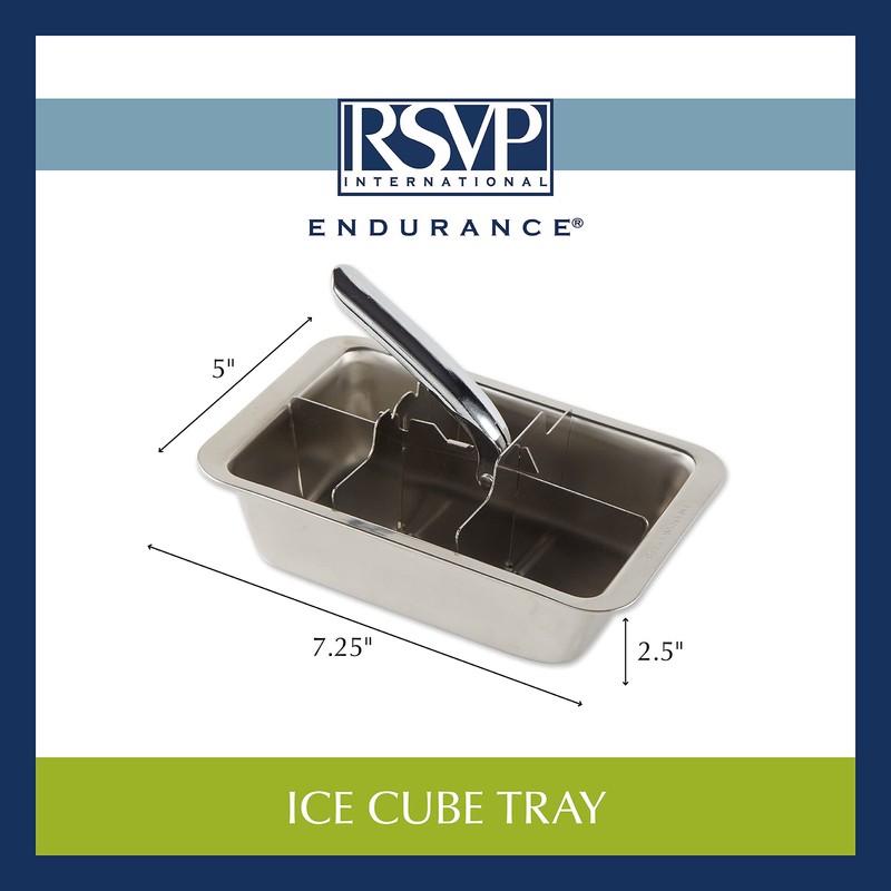 RSVP International Endurance Cocktail Collection, Retro Ice Cube Tray, Stainless