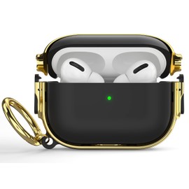 Maxjoy for AirPods Pro 2nd/1st Generation Case with Lock, Cute AirPods Pro 2 Case Lock Protective Hard AirPod Pro Cover for Women Men with Keychain for Airpod Pro (2023/2022/2019), Black/Gold