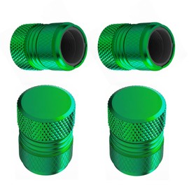 Tire Valve Stem Caps - 4 Pack Anti-Corrosion Premium Anodized Alloy Tyre Air Valve Caps Universal for Car SUV Bike Green