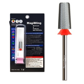 MagiBling Professional Nail Drill Bits, Tungsten Carbide Cross Cut Tapered Barrel 3/32'' Safety Bits, Left and Right Hand Use, Remove Gel Fast, Manicure Pedicure Cuticle Gel Polishing, Fine.