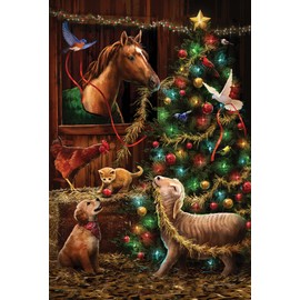 Toland Home Garden Christmas Barn 12.5 x 18 Inch Decorative Winter Farm Scene Garden Flag - 1110479