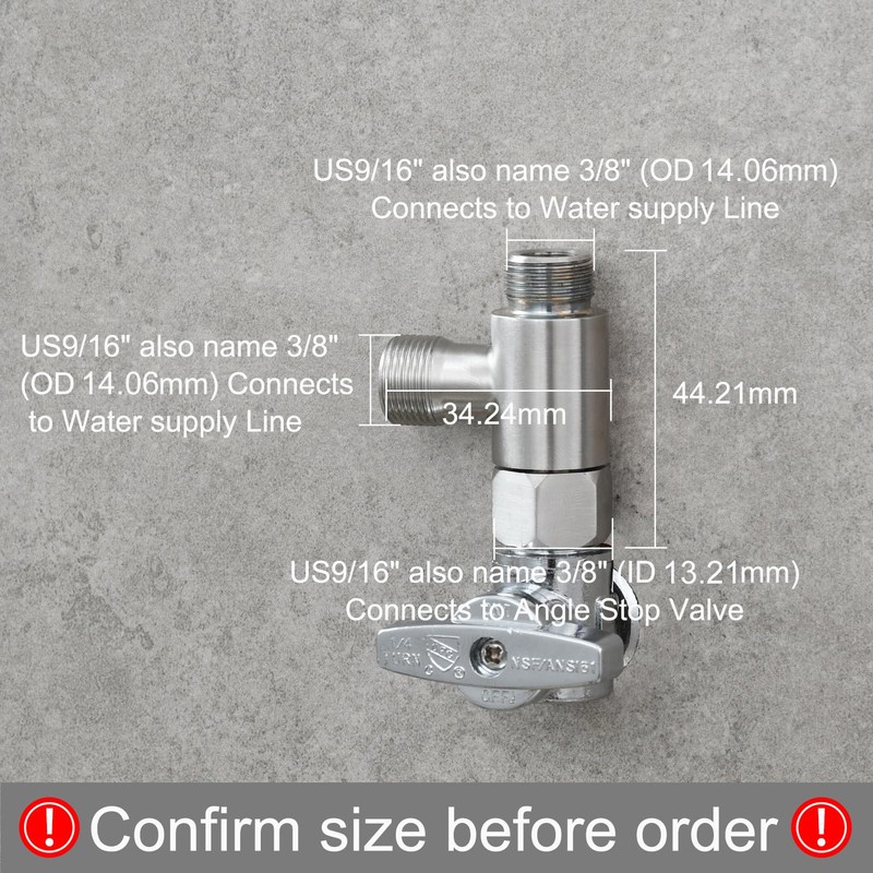 Tecmolog 2 PCS 3/8" Tee Fittings Water Line Splitters Stainless