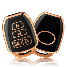 OFFCURVE Key Fob Cover for Toyota, Car Key Case for Toyota Corolla 2014 2015 2016 2017 2018 2019 Camry 2014-2017 Tacoma 2016-2018 Car Smart Key Accessories Holder Protector, Black Gold