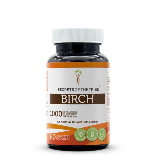 Secrets of the Tribe Birch 60 Capsules, 1000 mg, Birch (Betula Pendula) Dried Leaf (60 Capsules)