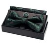JEMYGINS Men's Paisley Pattern Bow Tie, Cuffs, Buttons, Handkerchief Set,