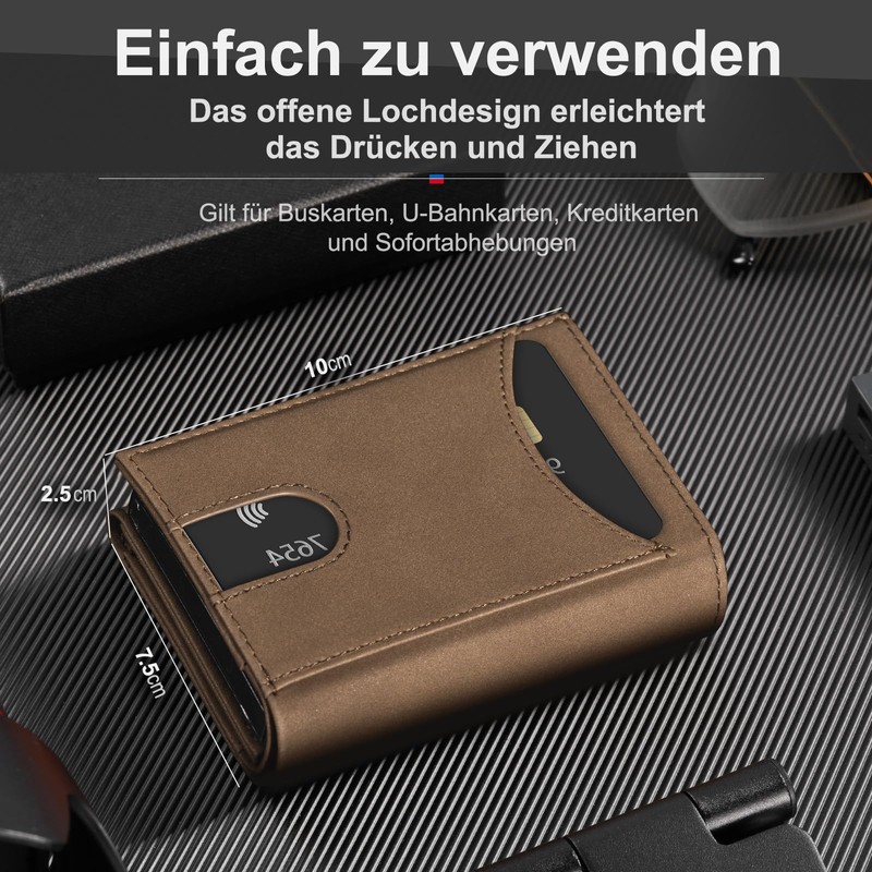 DOMIPHIE Mens Airtag Hole Wallet, Brown vintage, Modern
