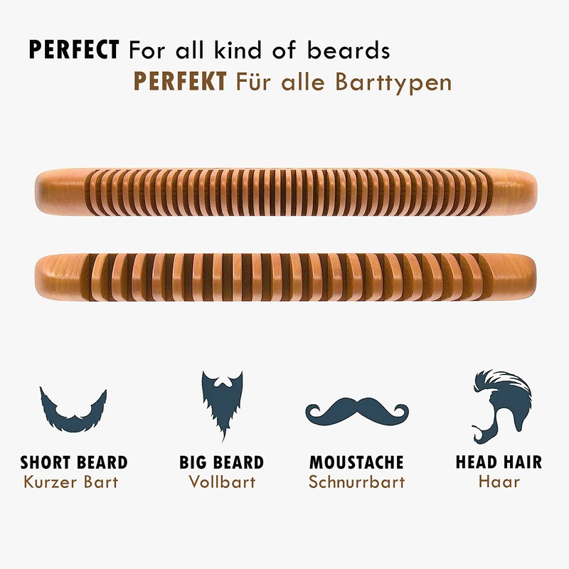 Longivia® Beard Comb Wood Ecological 100% Pear Wood Beard Comb